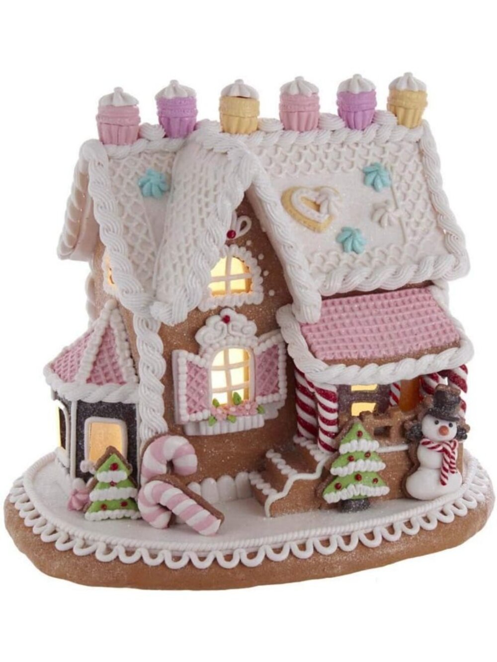 9-Inch LED Gingerbread House Decor, Festive Holiday Decoration, Multi-Color